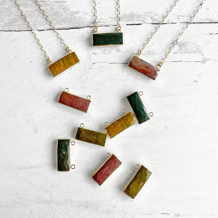 Simple Jasper Bar Necklace in Gold