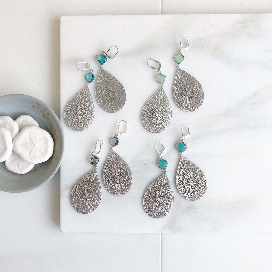 Silver Chandelier Earrings. Dangle Earrings. Statement Modern Fashion Drop Earrings