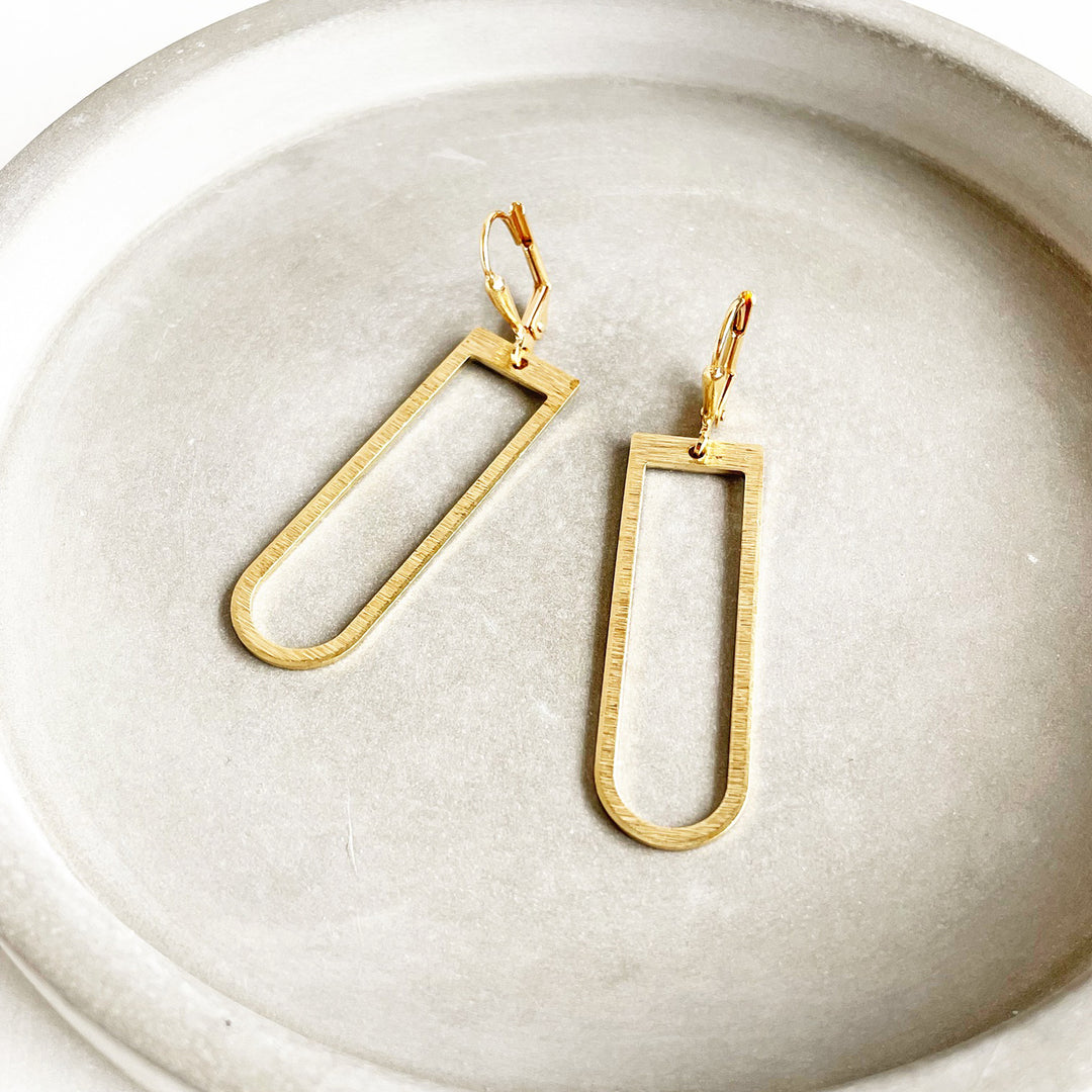 Simple Horseshoe Arch Earrings in Brushed Brass Gold